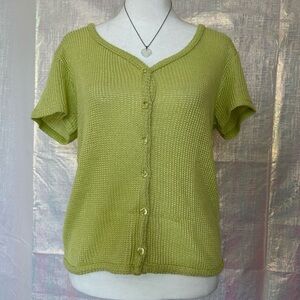 Vintage Women's Lime Green Knit Top Y2K Spring Summer Beach Pool Party